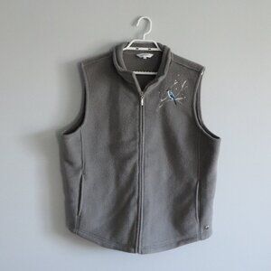 Northern Traditions Women's Sz XL Grey Embroidered Bird‎ Full Zip Fleece Vest